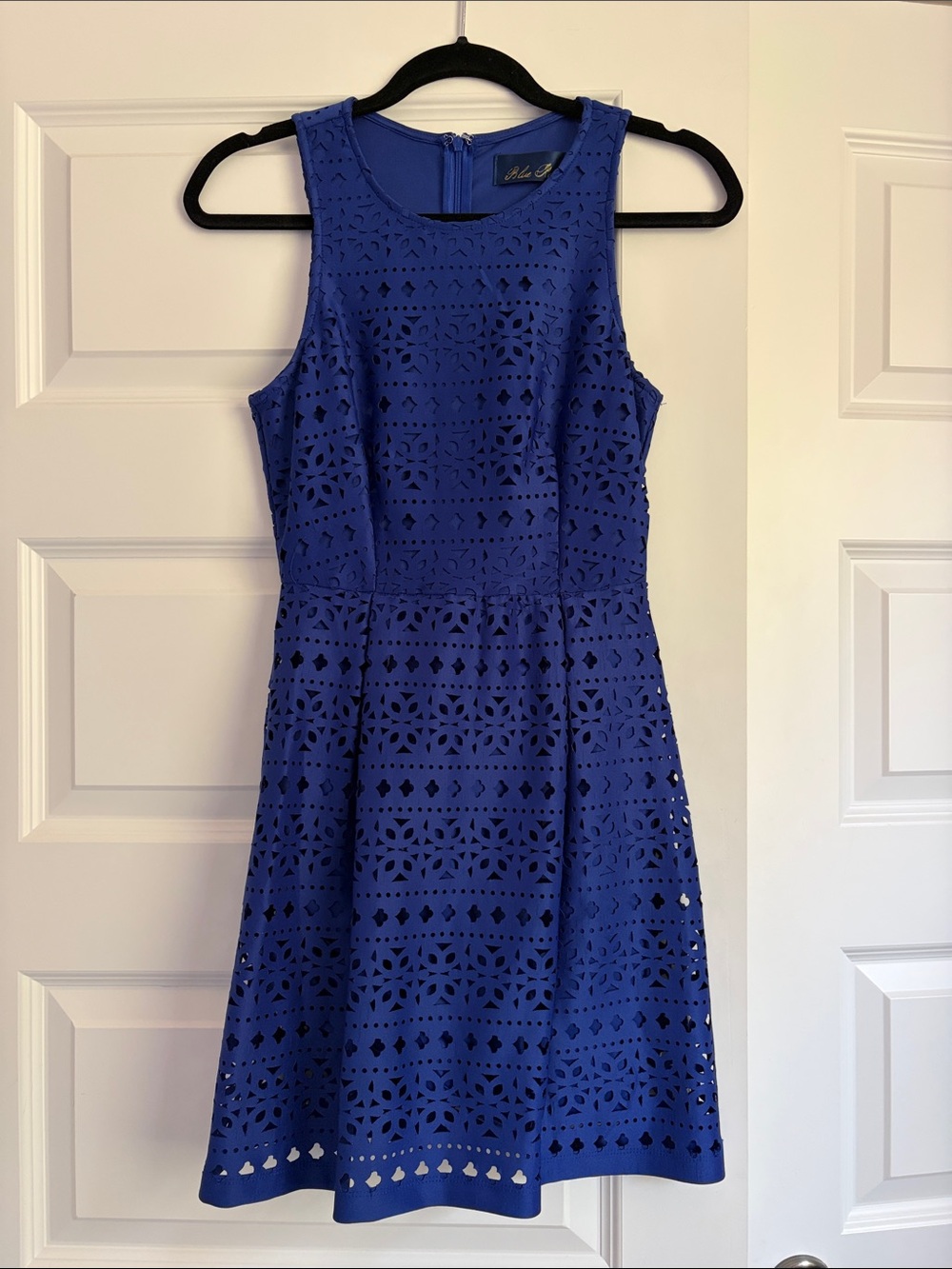 Blue Rain Royal Blue Laser-Cut Fit & Flare Dress